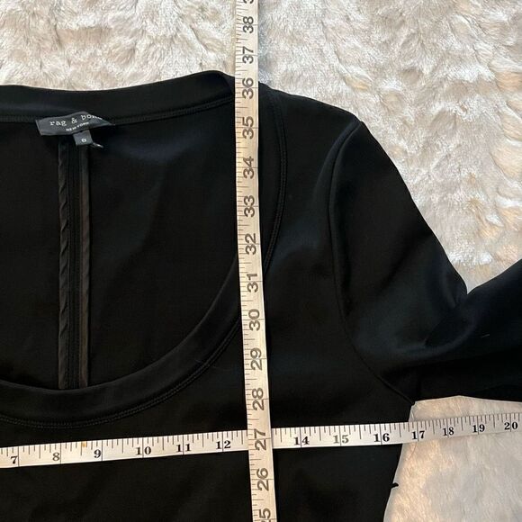 Rag & Bone Womens Black Scoop Neck Long Sleeve Flare Hem Sheath Dress Size 8 - Picture 8 of 8